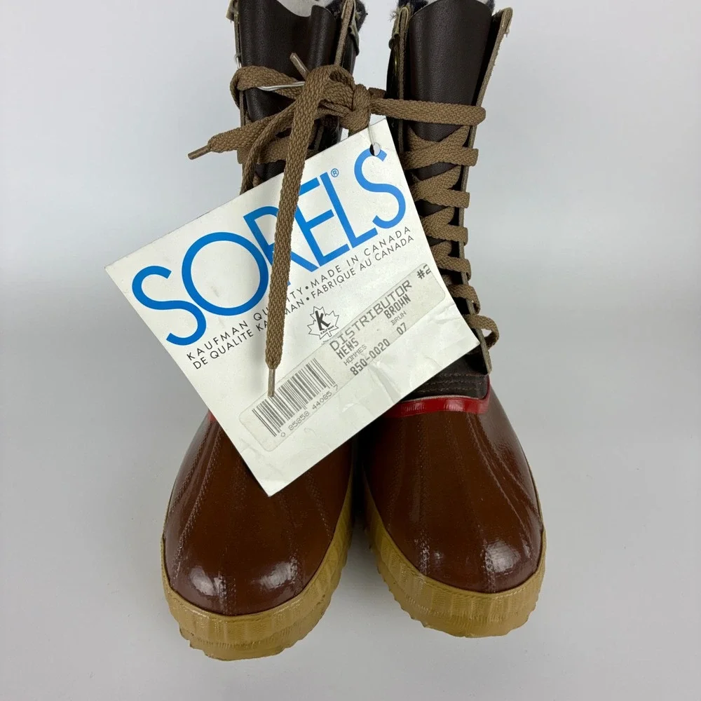 Vintage‎ Sorel Kaufman Winter Snow Boots Mens Size 7 Brown 850 New Insulated